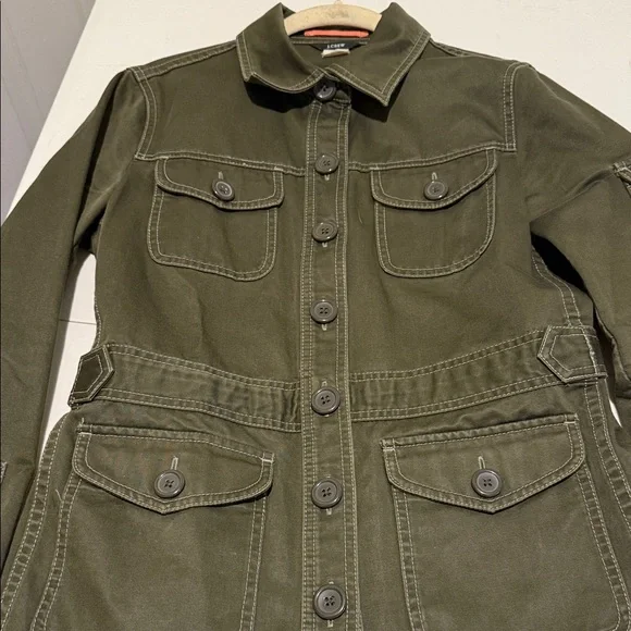 Women Utility Field Safari Cotton Olive Cinched Waist military Jacket Med - Picture 1 of 16